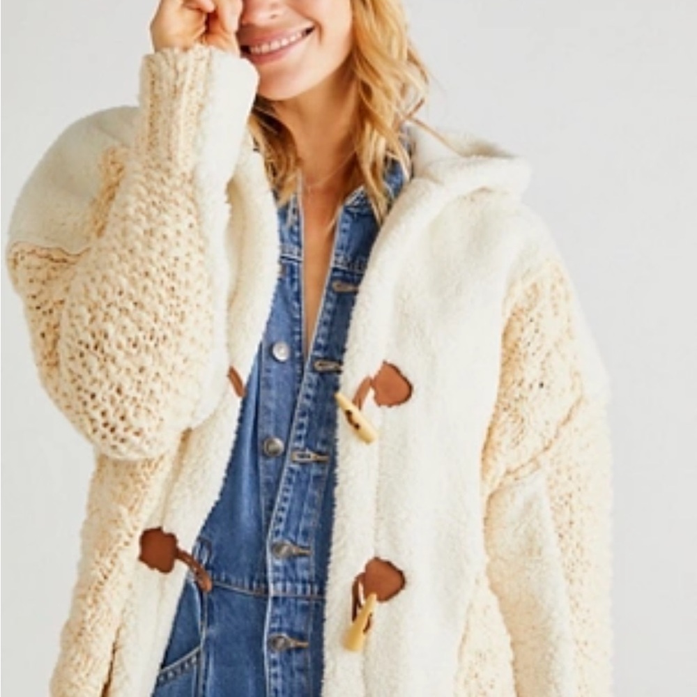 FREE PEOPLE Stormy Sherpa Cardi SMALL New!
